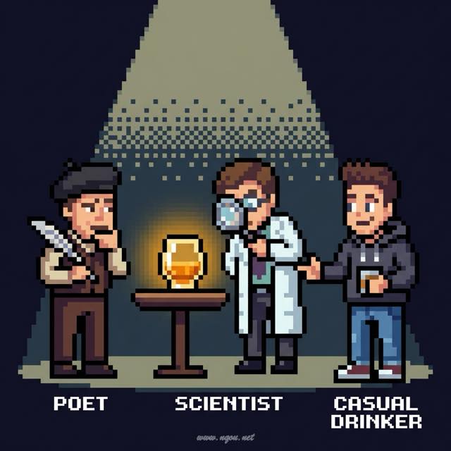 3つの異なる視点でウイスキーを評価する様子