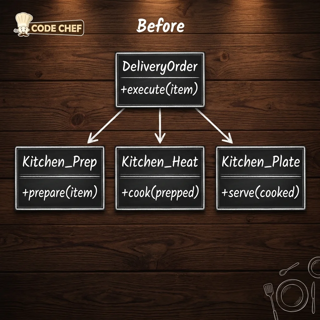 Before（DeliveryOrderがサブシステムを直接知っている）の構成図