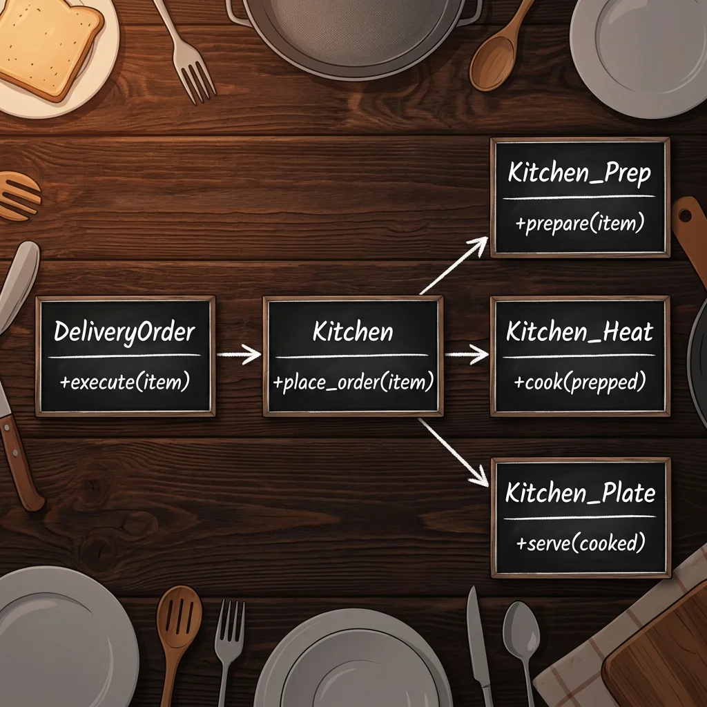 After（DeliveryOrderはKitchenだけを知る）の構成図