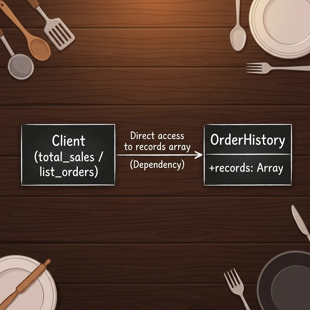Before: 利用側が OrderHistory の内部構造（配列）に直接依存している状態