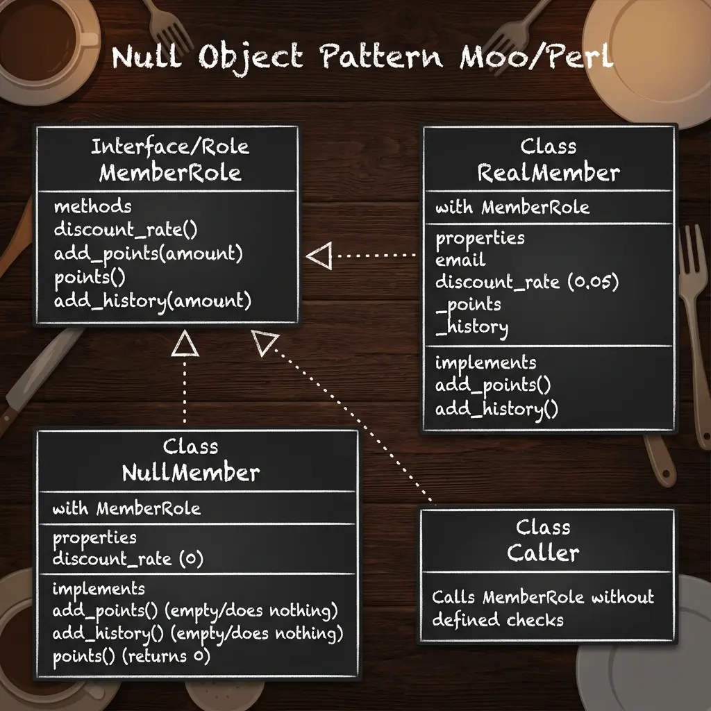 Moo::Role を使った Null Object パターンのクラス構造図