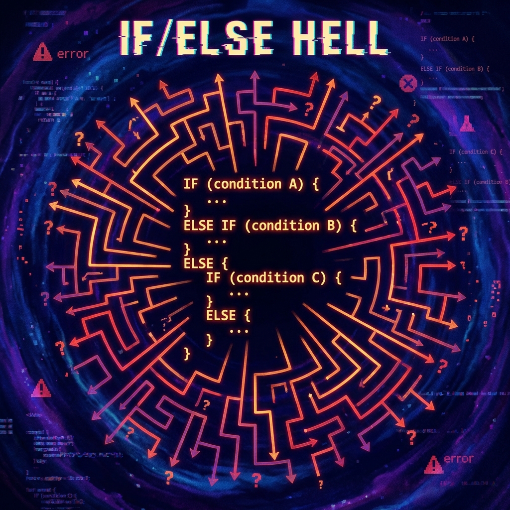 if/elseの条件分岐が爆発する様子を表現