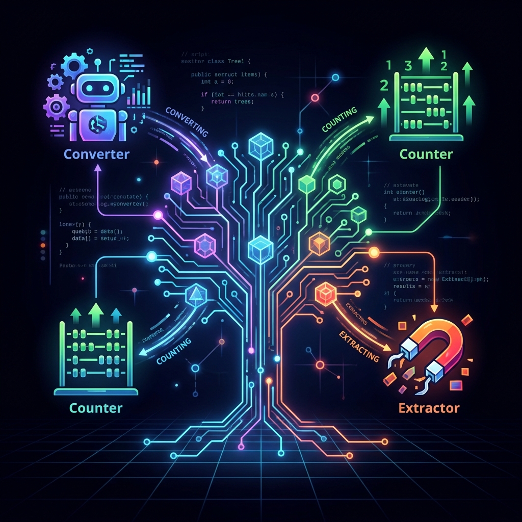 複数のVisitorが同じ要素構造で動作する様子