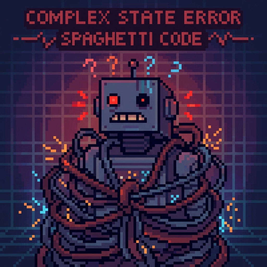 Tangled wires representing mutable state